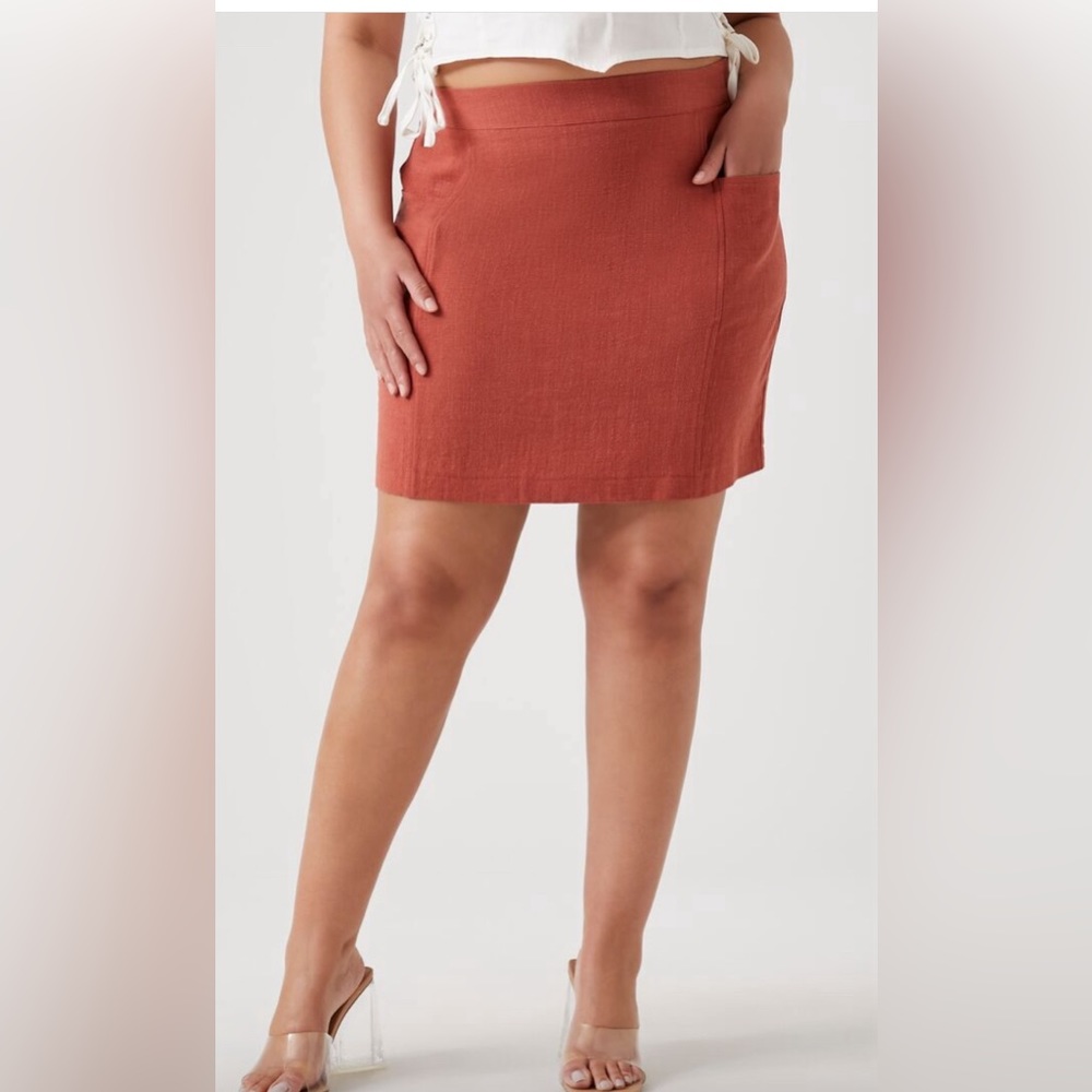 Straight Mini Skirt, brown, 3X